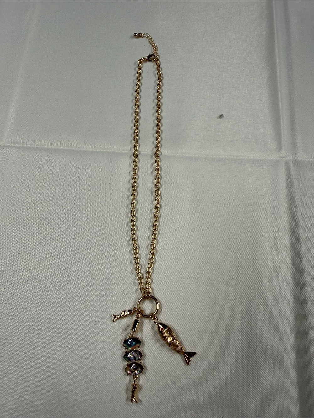 Gold-Tone Fish Charm Pendant Necklace - Women Jewelry